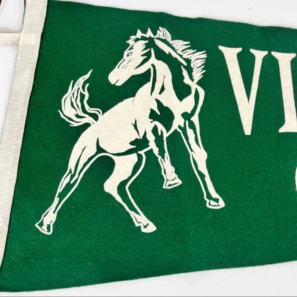 Villa Julie College Green Felt Pennant - White Lettering